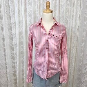Vintage Y2K Abercrombie &‎ Fitch Pink Striped Button Up Long Sleeve Shirt XS